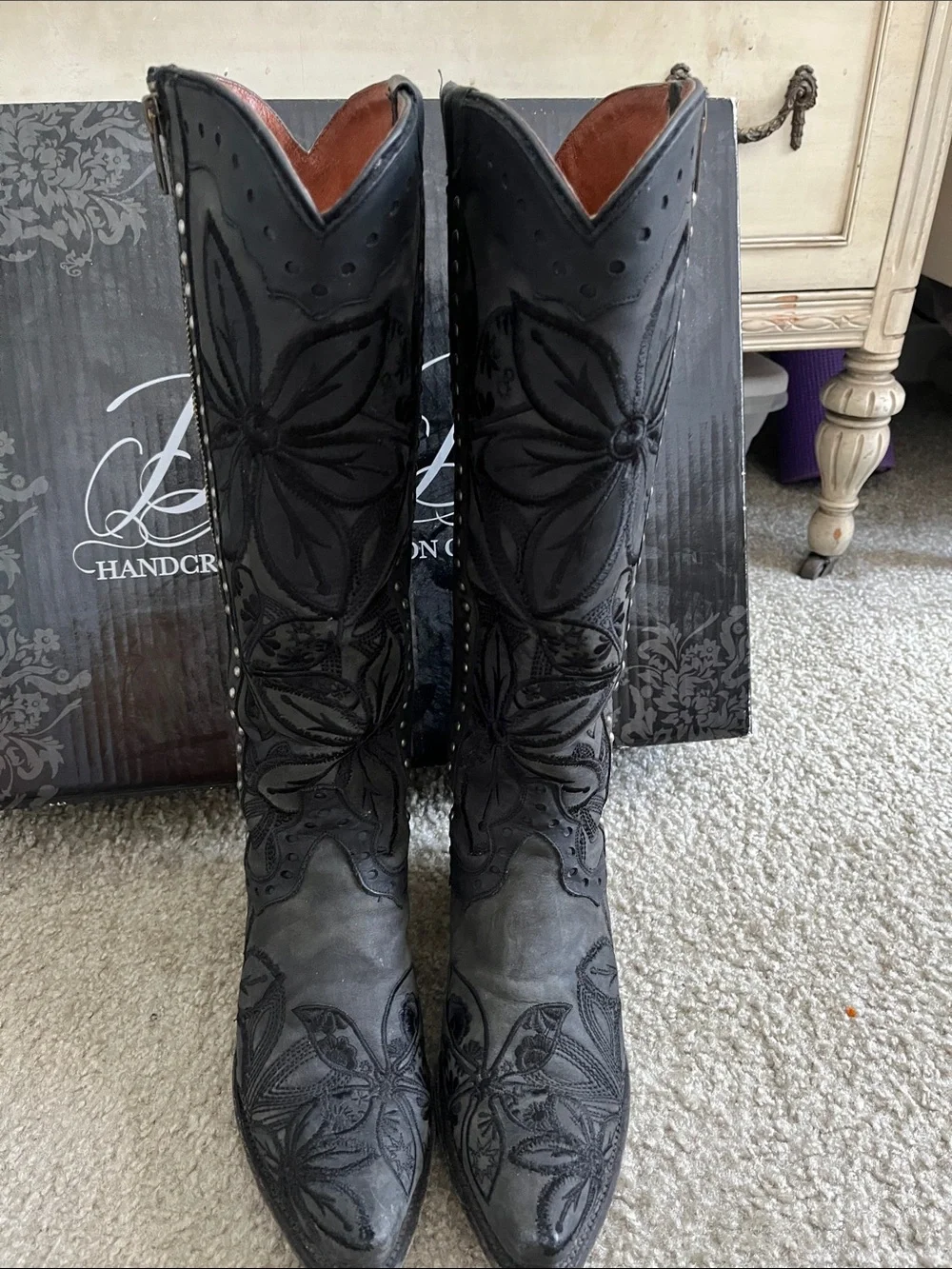 Dan Post women’s floral embroidered tall western boots - Picture 4 of 6